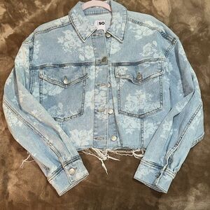 Cropped flower Jean jacket